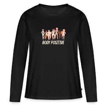 corps positif - T-shirt manches longues Premium bio Femme - noir - Devant - Julia (174cm)