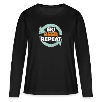 Ski Bière Après Ski - T-shirt manches longues Premium bio Femme - noir - Devant - Julia (174cm)