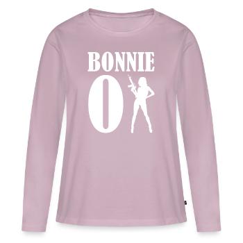 Pärchen Shirt · Bonnie und Clyde · Liebe Geschenk - Frauen Premium Bio Langarmshirt - Altrosa - Vorne - Julia (174cm)