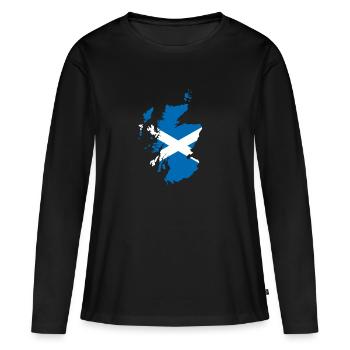 Carte de L’Ecosse avec drapeau écossais - T-shirt manches longues Premium bio Femme - noir - Devant - Julia (174cm)