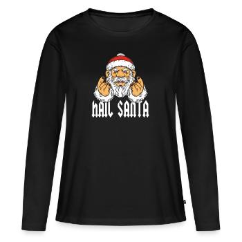 Cadeau fourche Santa Rock Metal Hail Devil Pommes - T-shirt manches longues Premium bio Femme - noir - Devant - Julia (174cm)