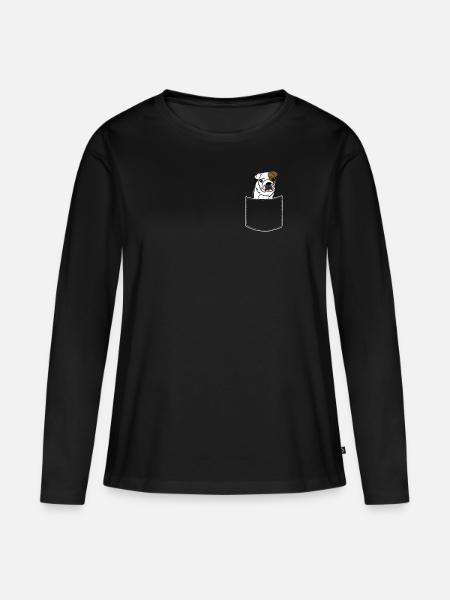 Bulldogge - Frauen Premium Bio Langarmshirt - Schwarz