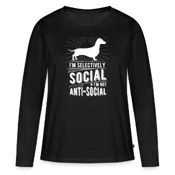 Dackel lustiges Geschenk Shirt - Frauen Premium Bio Langarmshirt - Schwarz - Vorne - Julia (174cm)