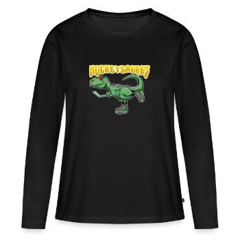 Hockeysaurus - T-shirt manches longues Premium bio Femme - noir - Devant - Julia (174cm)