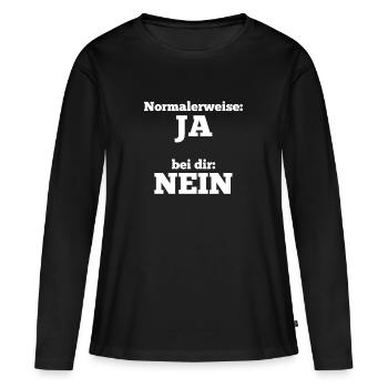 Drôle de dicton provocateur OUI NON - T-shirt manches longues Premium bio Femme - noir - Devant - Julia (174cm)