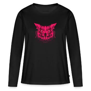 Hibou - tête de hibou - cryptique - animal - T-shirt manches longues Premium bio Femme - noir - Devant - Julia (174cm)