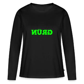 énonciation drôle miroir de la circulation de voiture verte - T-shirt manches longues Premium bio Femme - noir - Devant - Julia (174cm)
