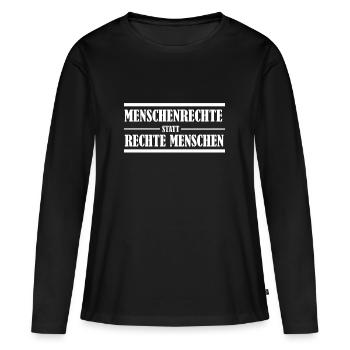 Herz statt Hetze - Frauen Premium Bio Langarmshirt - Schwarz - Vorne - Julia (174cm)