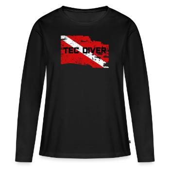 TEC DIVER - T-shirt manches longues Premium bio Femme - noir - Devant - Julia (174cm)