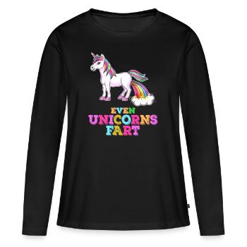 Pet licorne arc-en-ciel cheval fille pups pyjama - T-shirt manches longues Premium bio Femme - noir - Devant - Julia (174cm)
