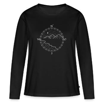 Kompass - Frauen Premium Bio Langarmshirt - Schwarz - Vorne - Julia (174cm)