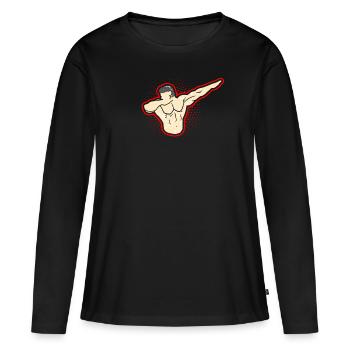 Tamponner bodybuilder cadeau fitness muscle homme - T-shirt manches longues Premium bio Femme - noir - Devant - Julia (174cm)
