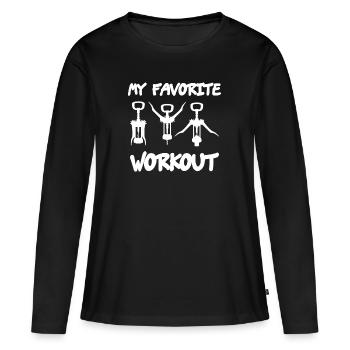 My Favorite d’entraînement tire-bouchon idée cadeau - T-shirt manches longues Premium bio Femme - noir - Devant - Julia (174cm)