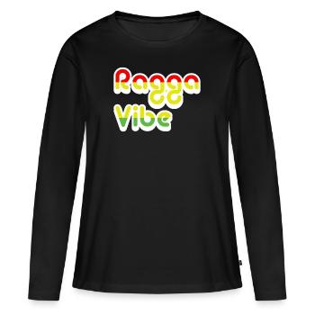 Chemise de soirée · Ragga Vibe · Cadeau - T-shirt manches longues Premium bio Femme - noir - Devant - Julia (174cm)