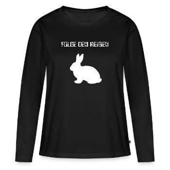 Folge dem weißen Kaninchen - Matrix - Frauen Premium Bio Langarmshirt - Schwarz - Vorne - Julia (174cm)