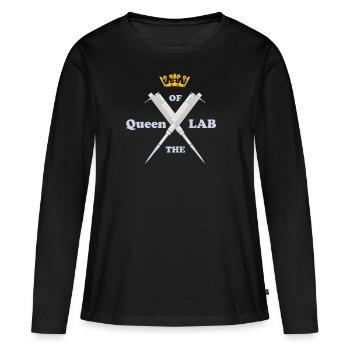 Reine du labo - Science Nerd - T-shirt manches longues Premium bio Femme - noir - Devant - Julia (174cm)