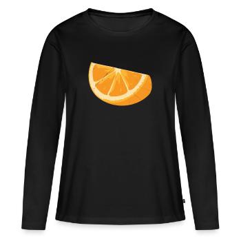 Orange Slice - Frauen Premium Bio Langarmshirt - Schwarz - Vorne - Julia (174cm)