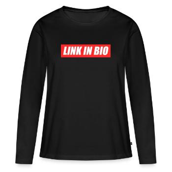 Link In Organic Swipe Up Influencer Shirt Gift - Women's Premium Organic Long Sleeve Shirt - black - Front - Julia (174cm)