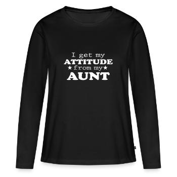 L'attitude de la tante - T-shirt manches longues Premium bio Femme - noir - Devant - Julia (174cm)