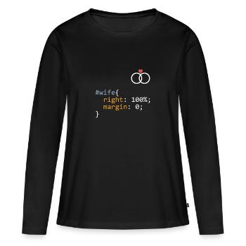 CSS #wife right 100 - T-shirt manches longues Premium bio Femme - noir - Devant - Julia (174cm)