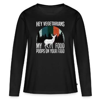 Anti Vegetarier Fleischesser Geschenk - Frauen Premium Bio Langarmshirt - Schwarz - Vorne - Julia (174cm)