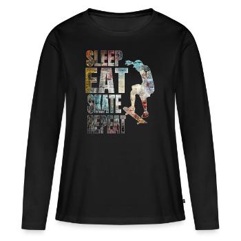 Skate skateboard - skate - skater - skaten boy - Frauen Premium Bio Langarmshirt - Schwarz - Vorne - Julia (174cm)