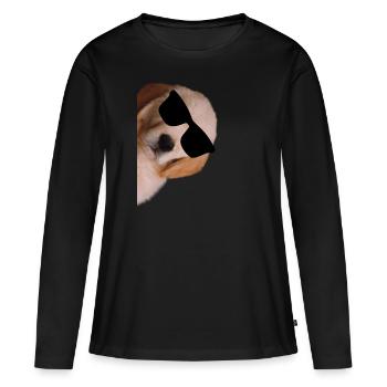 Retriever doré avec des lunettes de soleil - T-shirt manches longues Premium bio Femme - noir - Devant - Julia (174cm)