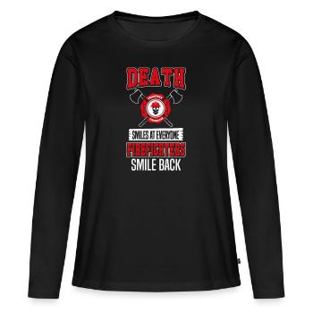 Pompiers volontaires - T-shirt manches longues Premium bio Femme - noir - Devant - Julia (174cm)