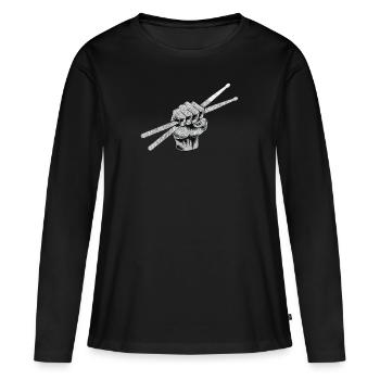 Cadeau de bande de batteur batterie batteur - T-shirt manches longues Premium bio Femme - noir - Devant - Julia (174cm)