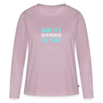 Bébé il fait froid dehors - T-shirt manches longues Premium bio Femme - rose poudré - Devant - Julia (174cm)