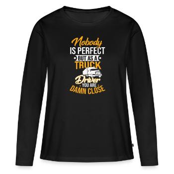 Fernfahrer perfekt - Frauen Premium Bio Langarmshirt - Schwarz - Vorne - Julia (174cm)