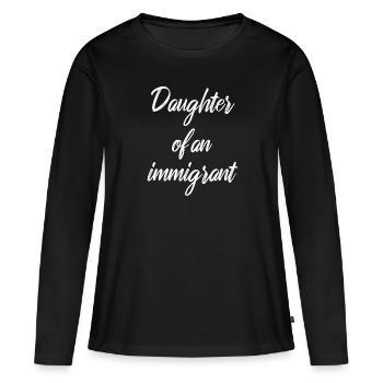 Réfugiés Immigrants Réfugiés Bienvenus - T-shirt manches longues Premium bio Femme - noir - Devant - Julia (174cm)