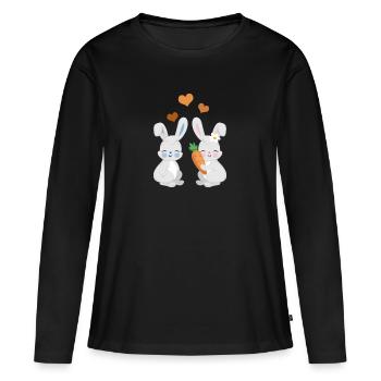 Süße Häschen - Frauen Premium Bio Langarmshirt - Schwarz - Vorne - Julia (174cm)