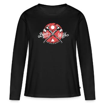 Né pour être sauvage - T-shirt manches longues Premium bio Femme - noir - Devant - Julia (174cm)