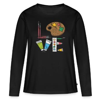 Art - T-shirt manches longues Premium bio Femme - noir - Devant - Julia (174cm)
