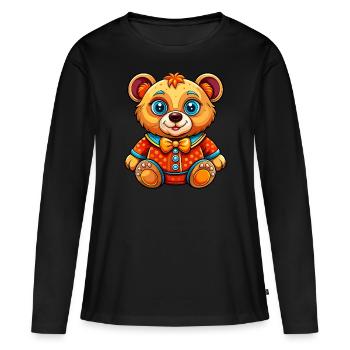 Joli nounours - T-shirt manches longues Premium bio Femme - noir - Devant - Julia (174cm)
