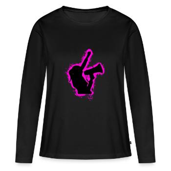 Contour rose et noir protestant - T-shirt manches longues Premium bio Femme - noir - Devant - Julia (174cm)
