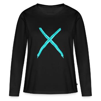 X turquoise - T-shirt manches longues Premium bio Femme - noir - Devant - Julia (174cm)
