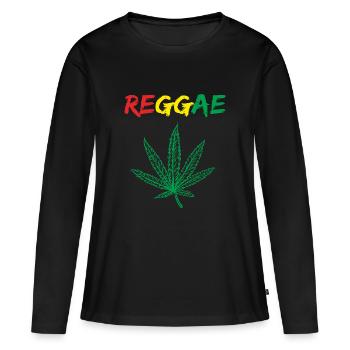 REGGAE cannabis - T-shirt manches longues Premium bio Femme - noir - Devant - Julia (174cm)