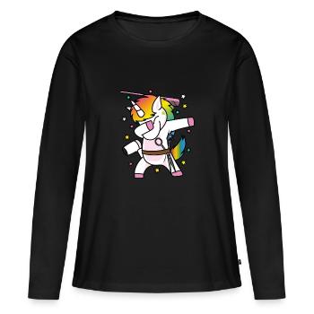 Dabbing Einhorn, unicorn Friseur, Barber, Geschenk - Frauen Premium Bio Langarmshirt - Schwarz - Vorne - Julia (174cm)