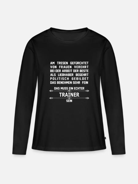 trainer - Frauen Premium Bio Langarmshirt - Schwarz
