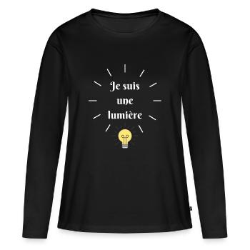 Je suis une lumière - T-shirt manches longues Premium bio Femme - noir - Devant - Julia (174cm)