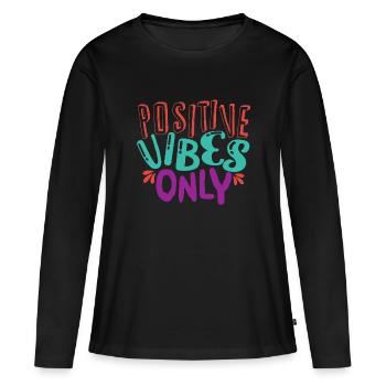 Uniquement des ondes positives - T-shirt manches longues Premium bio Femme - noir - Devant - Julia (174cm)