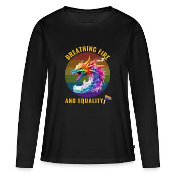 Gay Pride – Feuer und Gleichheit spucken - Frauen Premium Bio Langarmshirt - Schwarz - Vorne - Julia (174cm)