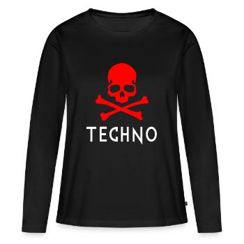 Rouge techno - T-shirt manches longues Premium bio Femme - noir - Devant - Julia (174cm)