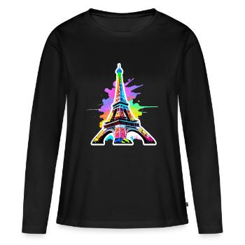 Eiffel tower #18 - T-shirt manches longues Premium bio Femme - noir - Devant - Julia (174cm)