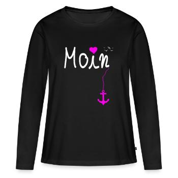Moin T-Shirt Ancre Mer du Nord Mer du Nord Mer Baltique - T-shirt manches longues Premium bio Femme - noir - Devant - Julia (174cm)