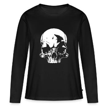 Totenschädel - der Klassiker - Frauen Premium Bio Langarmshirt - Schwarz - Vorne - Julia (174cm)