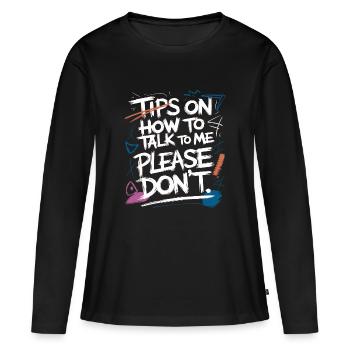Introverti et sans conversation - T-shirt manches longues Premium bio Femme - noir - Devant - Julia (174cm)