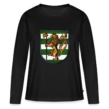 Armoiries lion d’or - T-shirt manches longues Premium bio Femme - noir - Devant - Julia (174cm)